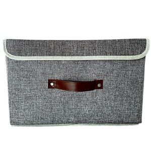 Cotton Linen Foldable Storage Bin Organizer Basket Bag with Handle New!